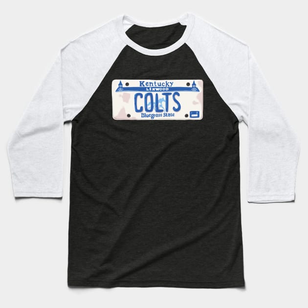 Hoops Lenwood Colts Number Plate Baseball T-Shirt by Bevatron